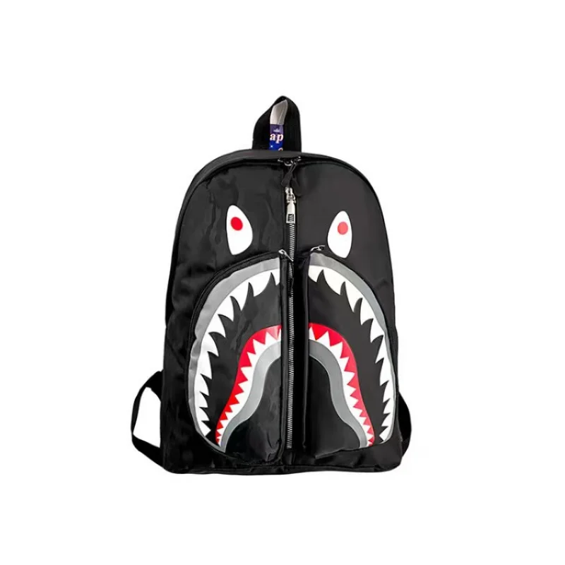 2023 New Shark School Bag Personalized Graffiti Student Backpack Men's and Women's Fashion Trend Travel Bag 2