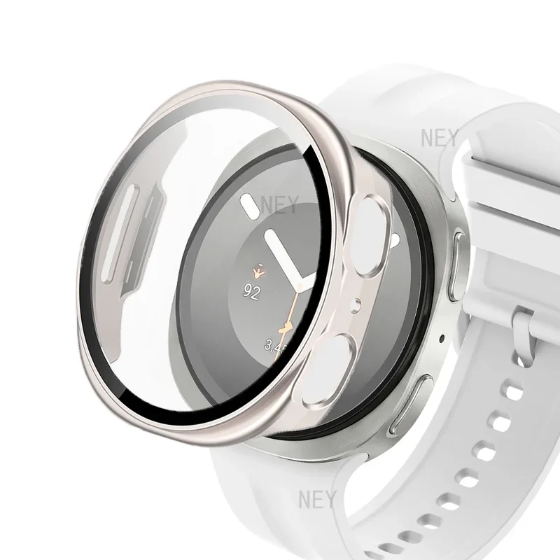Premium Tempered Glass Protective Screen Cover for Smartwatch - Hard PC Bumper Shell