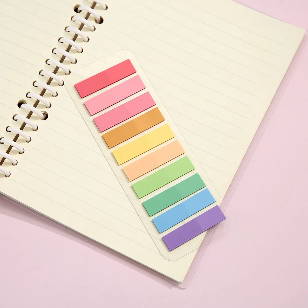 Vibrant Transparent Colorful Index Sticker Memo Pad - 200 Sheets Self-Adhesive Sticky Notes