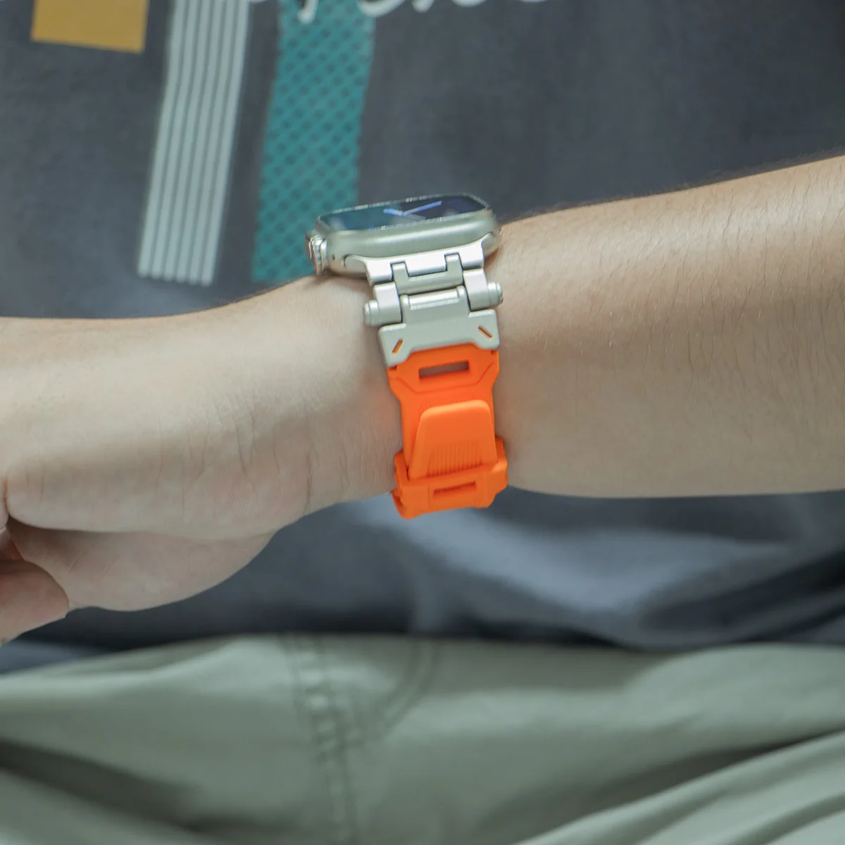 Titanium Color Silicone Sports Watch Band
