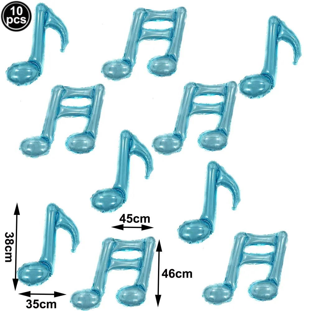 10 Pcs Mini Black Gold Pink Music Note Balloons - Small Foil Balloons for Celebrations and Decor
