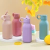 1PCS Baby Silicone Sports Cup Portable Baby Tableware Solid Color Baby Water Bottle Leakproof Baby Sippy Cups Kids Flip Lid Cup 1