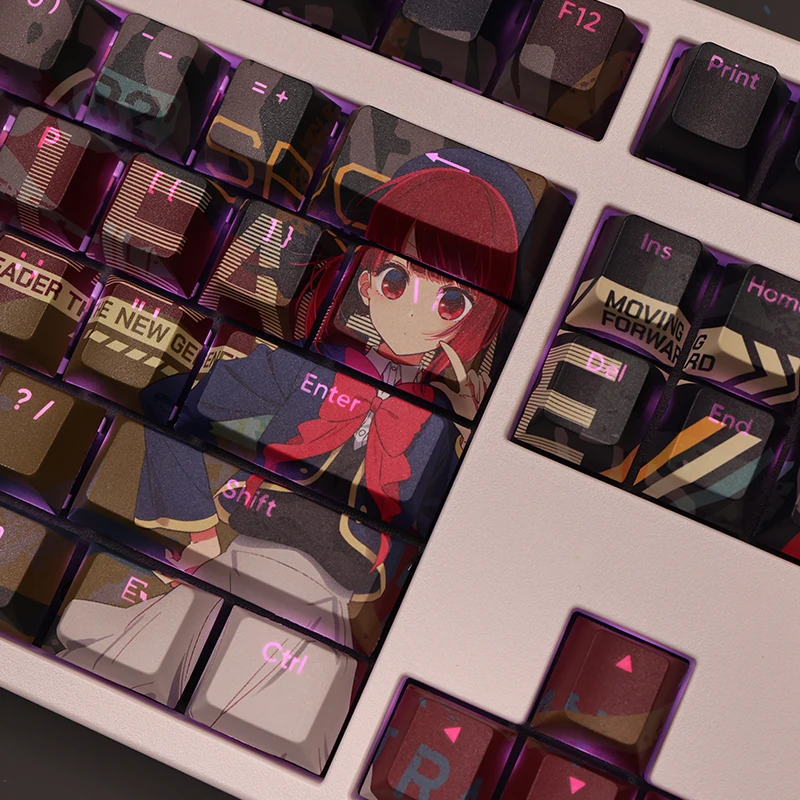 Arima Kana Anime Keycap Oshi no ko Pbt Sublimação Dye Transmissor de Luz Interruptor Cereja Cross Key Cover Teclado Mecânico 108 - Imagem 6