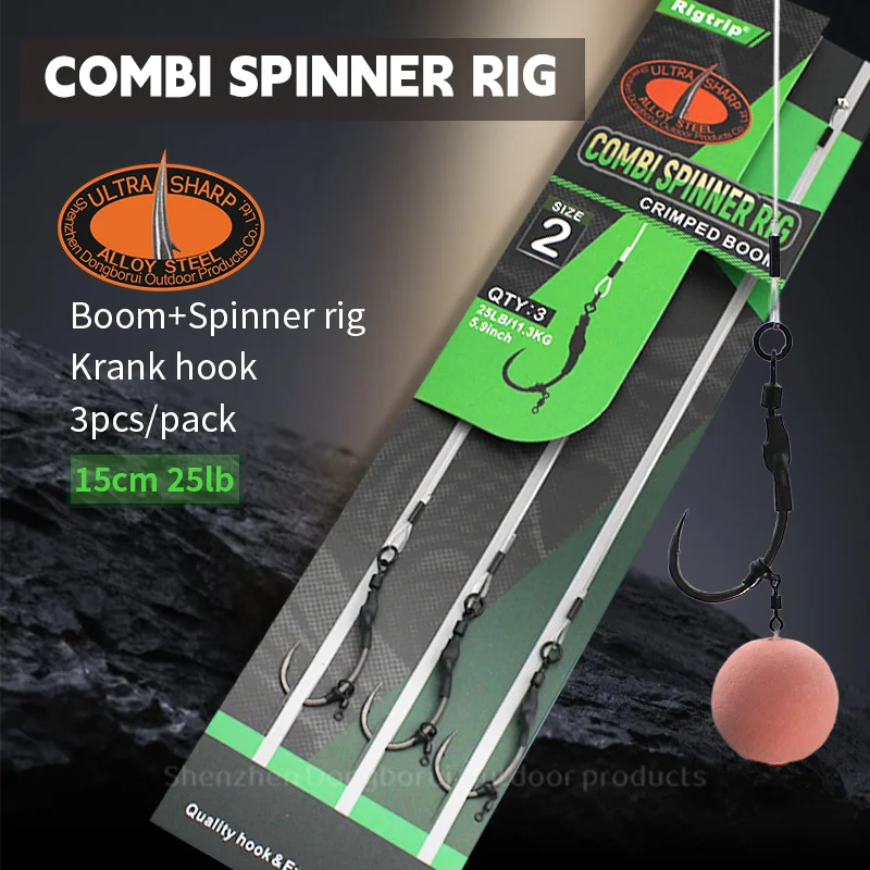 Spinnet Rig 3pcs/pack Carp Fishing Combi Spinner Rig With Booms Krank Hook 2 4 6 ...