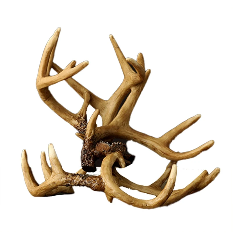 Vintage Buckhorn Sculpture Wine Holder Decorative Resin Antlers Bottle