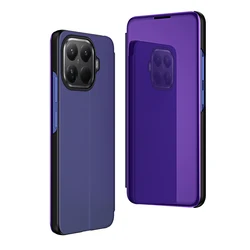 Luxury Mirror Flip Stand Case with PU Leather and Camera Protection for Xiaomi 15T (Purple)