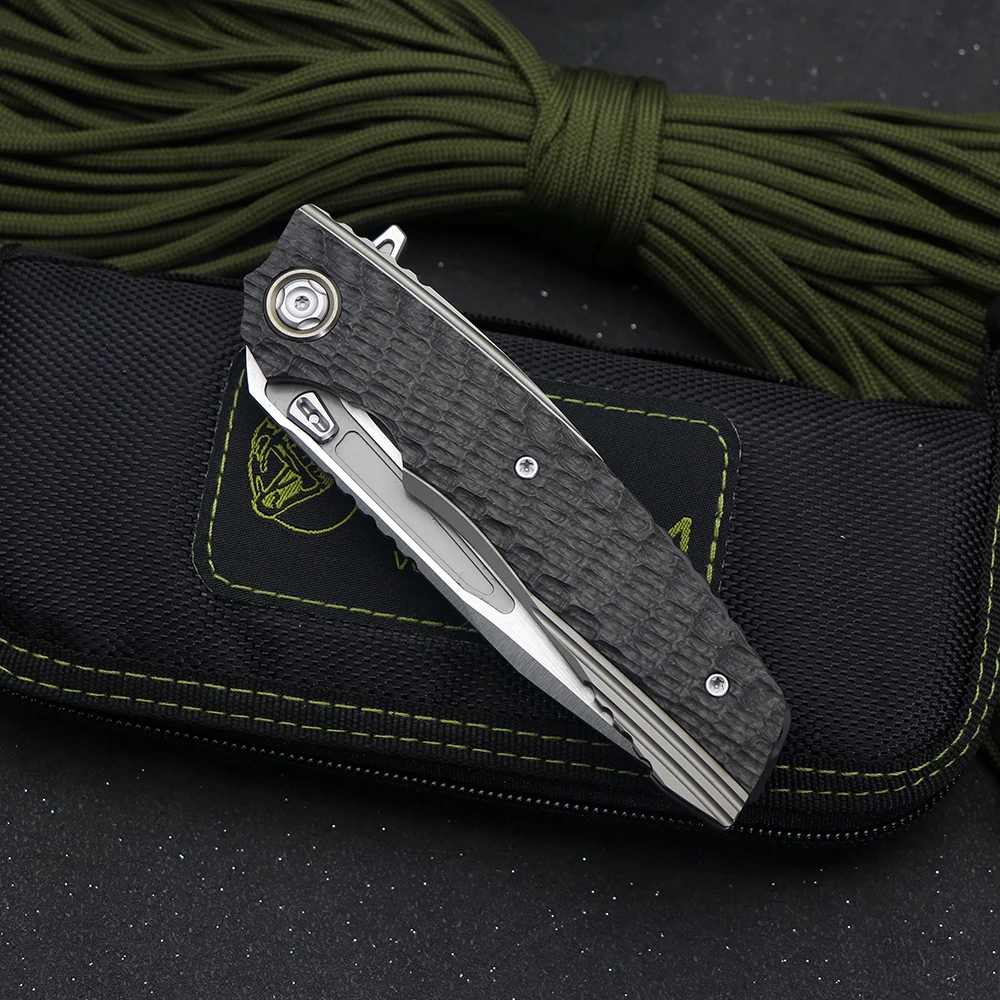 Kevin John New Venom T S30V Blade Titanium Alloy+Carbon Fiber Handle Outdoor Camping Hunting Pocket Knife EDC Tool 6