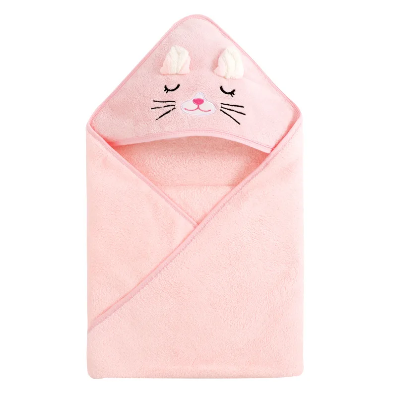 Serviette de bain pour nouveau-né fille et garçon, peignoir absorbant pour bébé, animal de dessin animé, lieux à capuche, sourire, couverture ronde, 0 à 12 mois