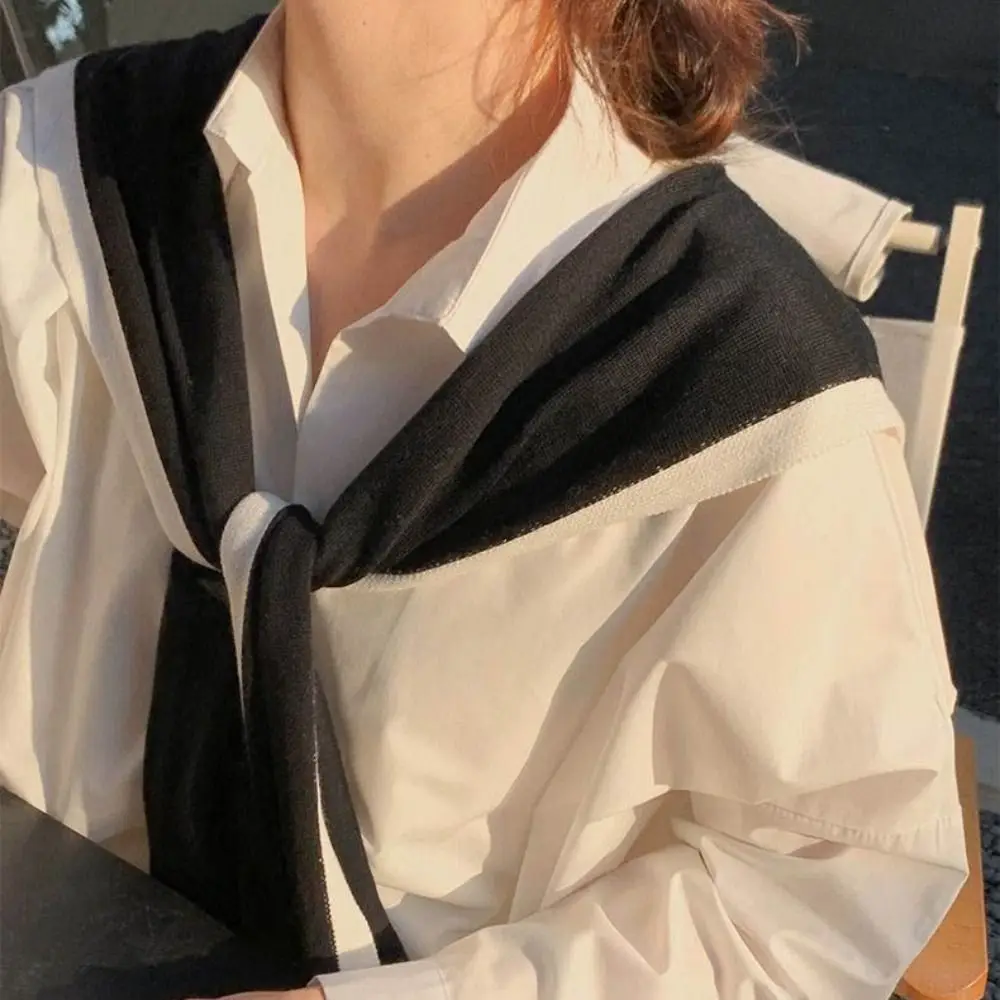 Fashion Fiber Knitted Shawl Striped Keep Warm Detachable Collar Knitted Lace Tie Fake Collar Unisex