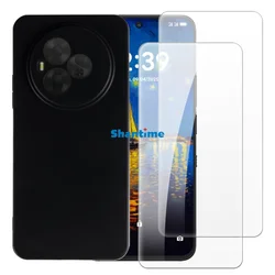 Durable Soft Case with Dual Tempered Glass Screen Protectors for NXTPAPER 60 Ultra 5G (Black)
