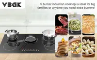 Induction Cooktop, with 5 Burners Desktop Built-in , 7400W 240V Induction  9 Power,Levels Sensor Touch 2
