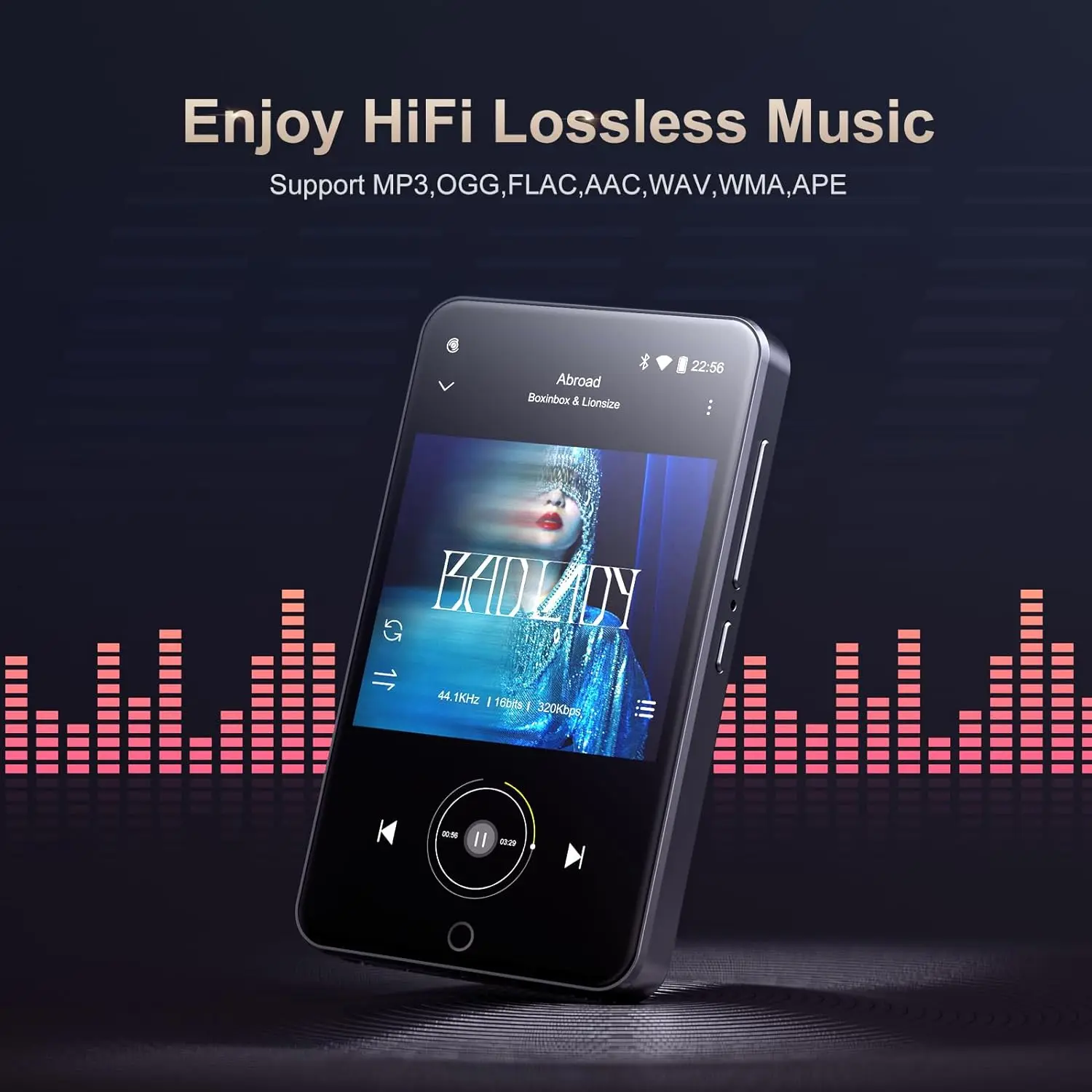 MP3 Player With Bluetooth 5.0 and WiFi 4.0-inch 1080P Full Touchscreen MP4/with Speakers Portable Digital HiFi FM/up to 512GB mp4 player music player mini media player