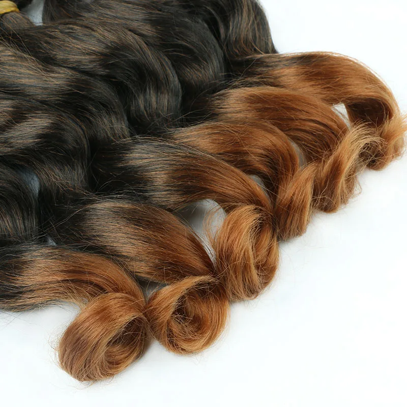 Fasci di capelli per tessitura di capelli sintetici a onda sciolta 6 pz/lotto estensioni dei capelli ondulati di colore bordeaux naturale tessitura di colore misto da 14/18 pollici - immagine 4