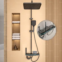Bathroom Shower Multifunctional Pressurization Rain Faucets System Sets Digital Display Piano Button Ambient Light Shower Set 2
