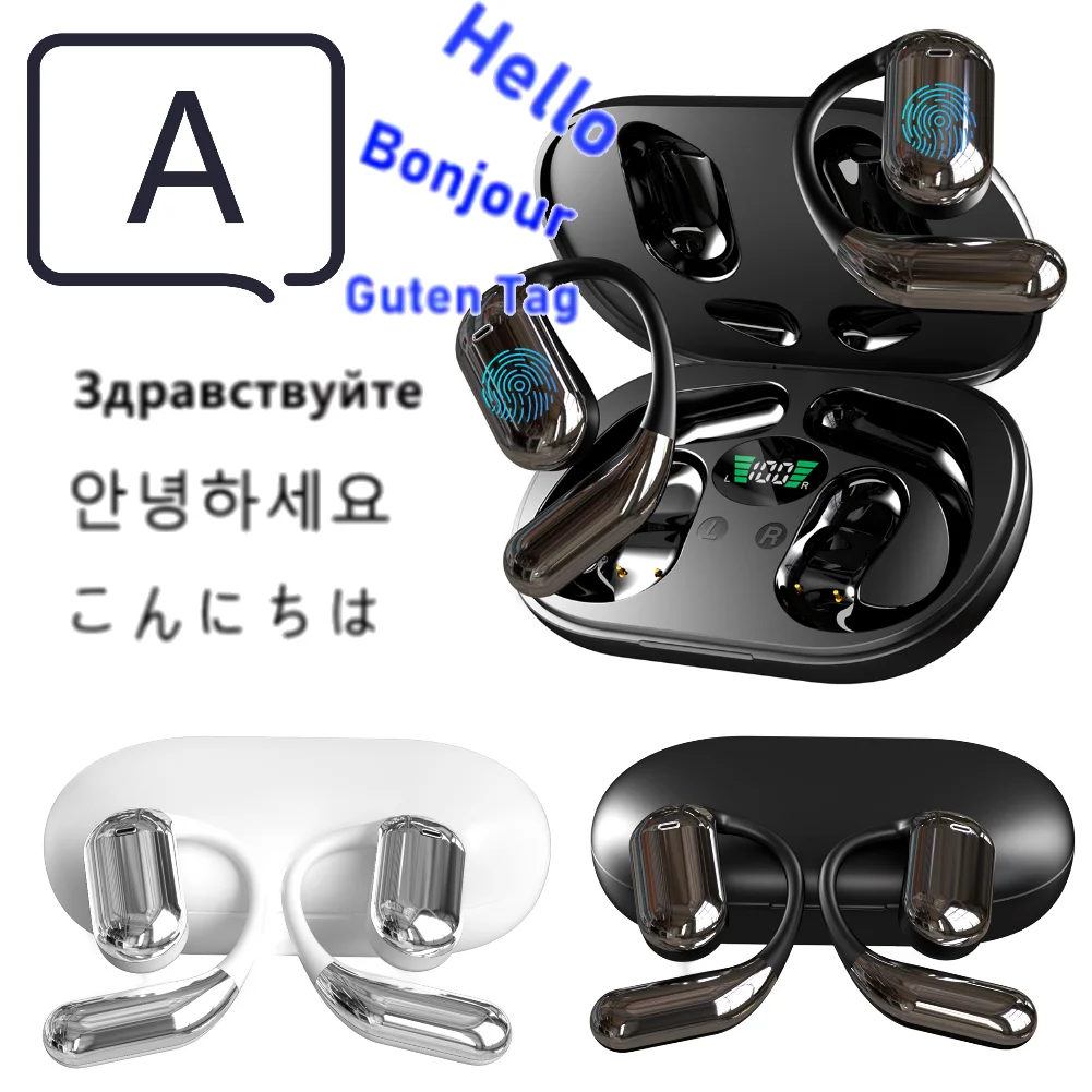 Wireless BT Translation Earbuds Real-time Translation Earbuds Global 144 Languages Waterproof Smart Voice for Travel