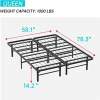 Queen Bed Frame Metal Platform Bed Frame Queen Size 14 Inch Mattress Foundation Box Spring Replacement Heavy 2