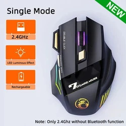 Enhanced Wireless Gaming Mouse - Dual Mode, Rechargeable, Silent with 7 - Color LED Lighting (NEW - Single Mode)