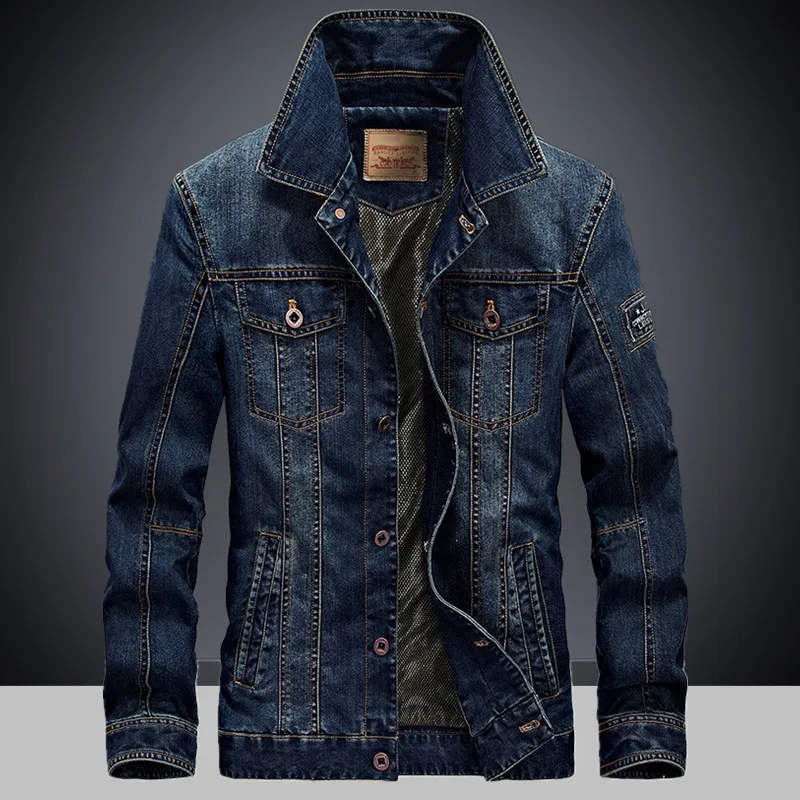 Mens Denim Jacket Turn Down Collar Oversized Casual Coat Spring Autumn Winter Streetwear Vintage Plus Size