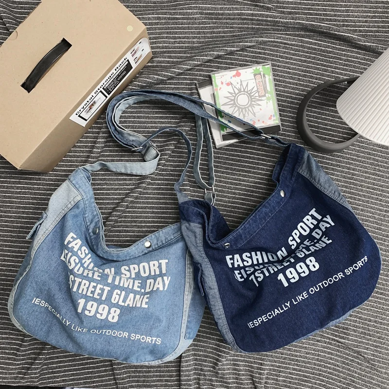   Jeans Shoulder bag City Nylon22【送料込】 Letter Print Denim Shoulder Bags For Women New Shopper Bag