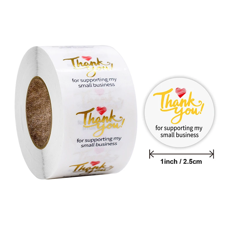 

500 шт./рулон, круглые наклейки из прозрачной золотой фольги