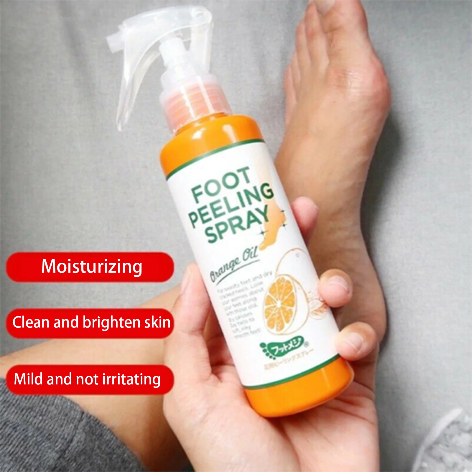 100ml Foot Peeling Spray Orange Essential Oil Exfoliating Nourish Peel Feet Calluses Dead Skin Remover Pedicure Foot Care Tool