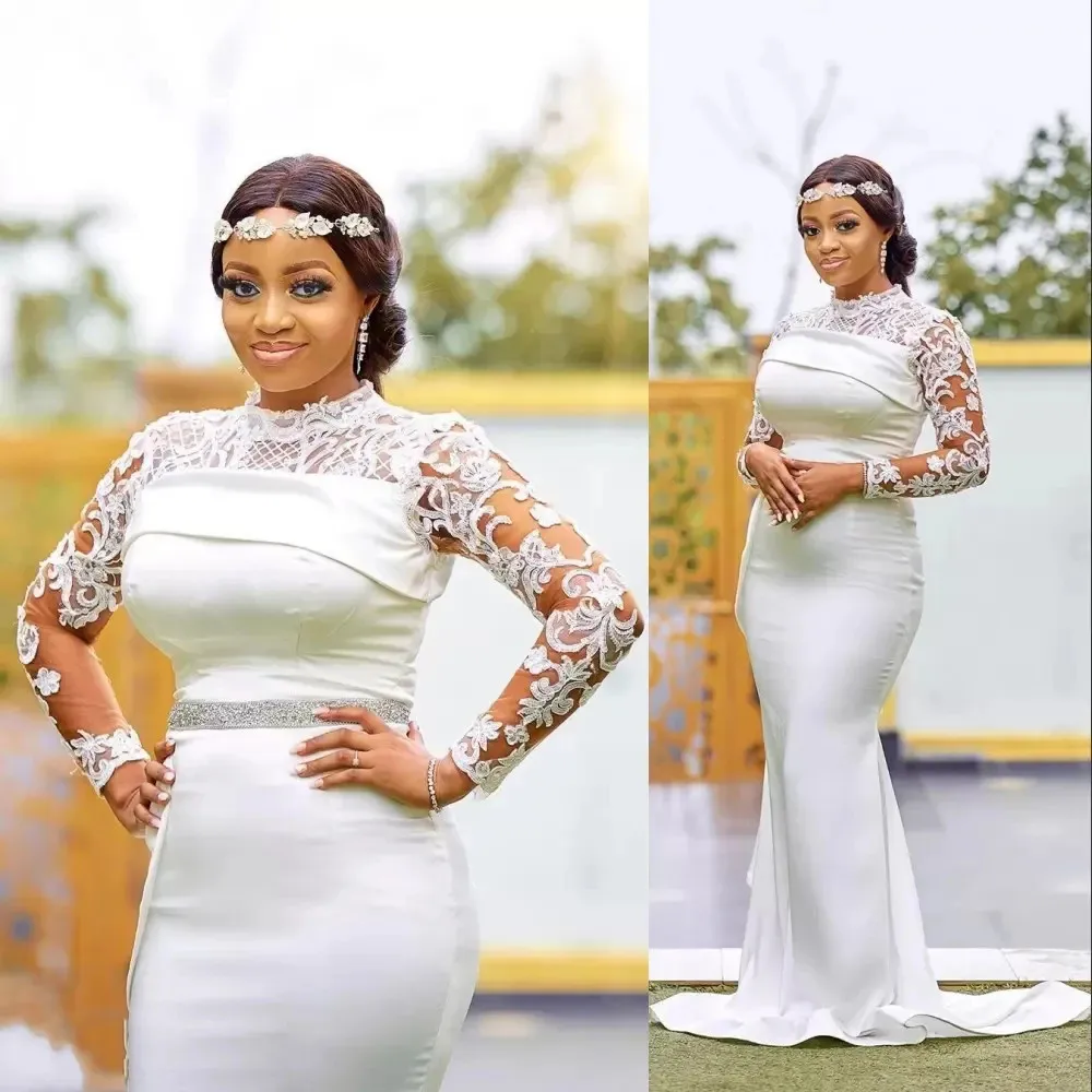 

2024, простое арабское свадебное платье Aso Ebi с юбкой-годе, женское кружевное платье