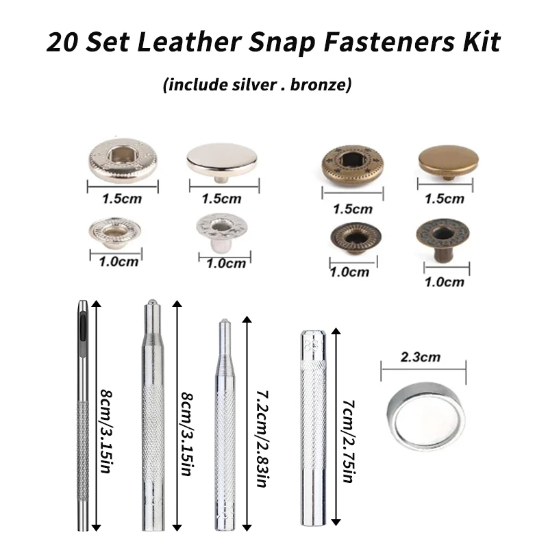 86PCS Leather Snap Fasteners Kit Metal Button Press with Hammer Installation Tools For DIY Leather Craft Project leather snap fasteners kit