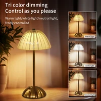 LED Touch Sensor Desktop Night Light Stepless Dimmable Rechargeable Wireless Table Lamp for Restaurant Bar Bedroom Decor Light