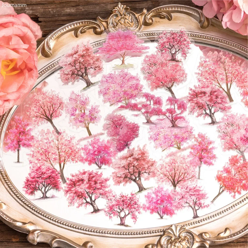 Nature-Themed Colorful Tree Stickers Set - DIY Scrapbooking & Diary Decor Stationery Pack (40 Pieces)