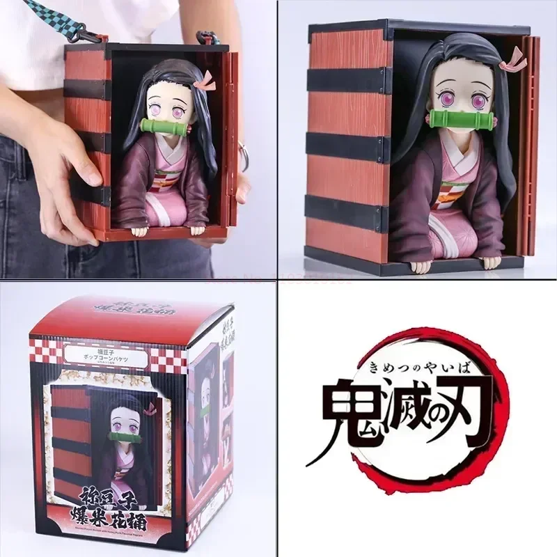 Hot 9/22Cm Demon Slayer Anime Figure Kamado Nezuko Kimetsu No Yaiba Popcorn Bucket Model Dolls Collection Decor Action Toy Gift
