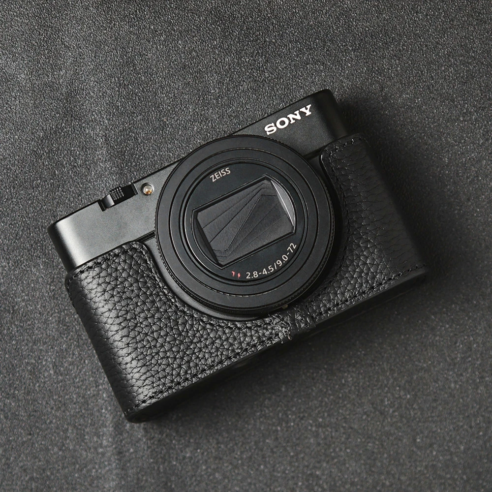  DSC-RX100M6  가죽 하프 카메라 케이스, 카메라 가방 커버, 사진 숄더 ..