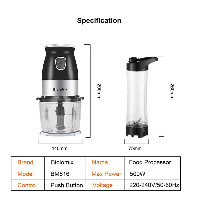 High Speed Multi Function 500W Food Processor Meat Grinder Portable  Personal Mini Blender Mixer Juicer Dry Grinder 800ml Chopper - AliExpress