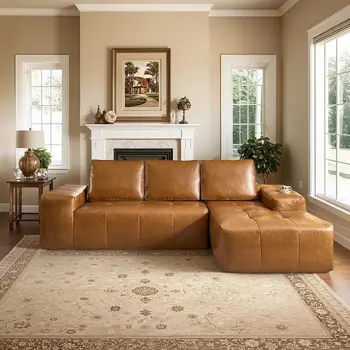 Brown Leather Sofa Set 1