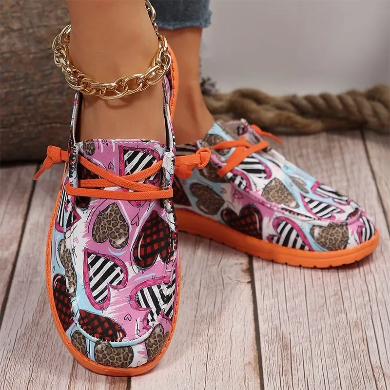 

Кроссовки женские спортивные на шнуровке, повседневные прогулочные туфли, плоская подошва, с принтом, модные лоферы, весна 2024