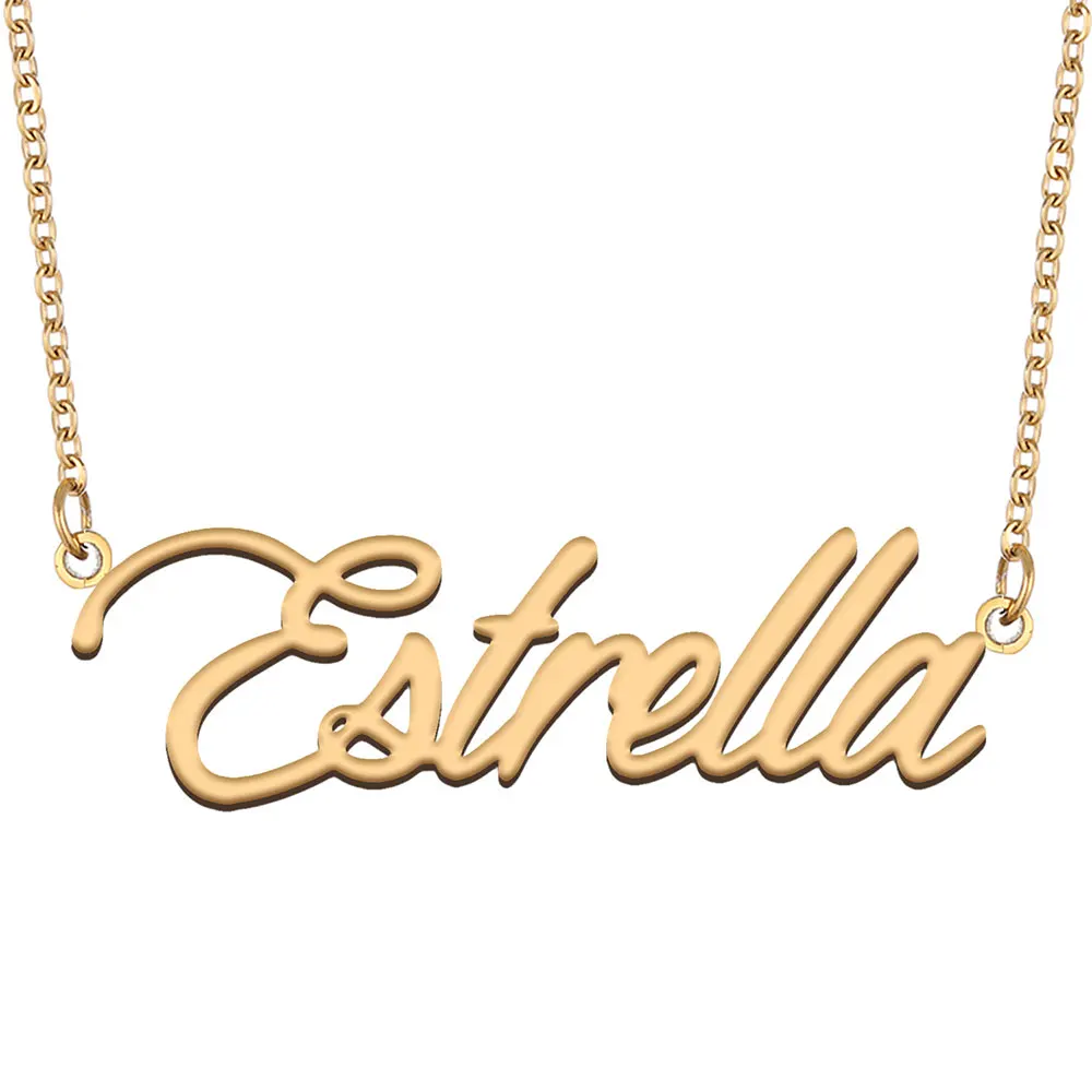 

Estrella Name Necklace for Women Stainless Steel Jewelry Gold Color Nameplate Pendant Collares Para Mujer Letters Choker