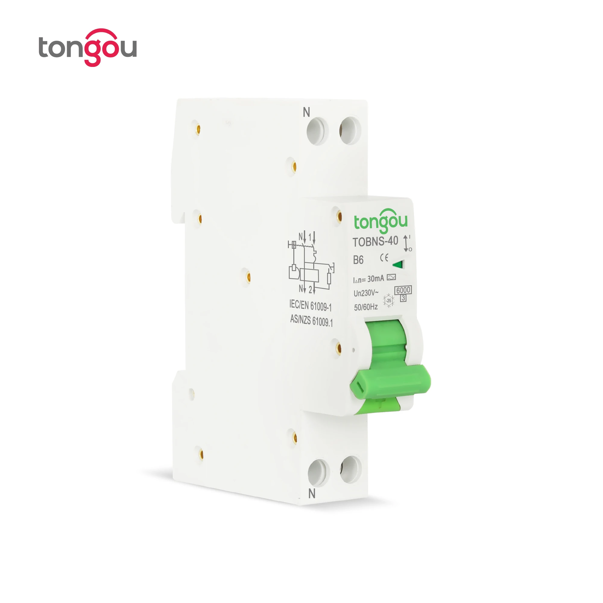Type A Curve B RCBO 6KA 18mm 10A 16A 32A 40A 30mA 1P+N Residual Current Circuit Breaker with Over Current and Leakage Protection