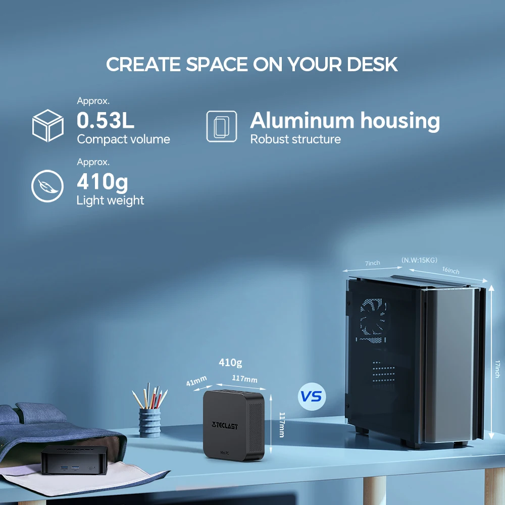 Teclast N20 Pro Mini PC Intel N95 12th Gen Processors DDR4 16GB RAM 256GB/512GB/1TB SSD WiFi BT 4K HD Desktop Computer Portable