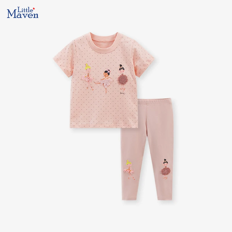 

Комплект детской одежды Little maven, футболка и штаны, комплект одежды для маленьких девочек, спортивный костюм для подростков, лето