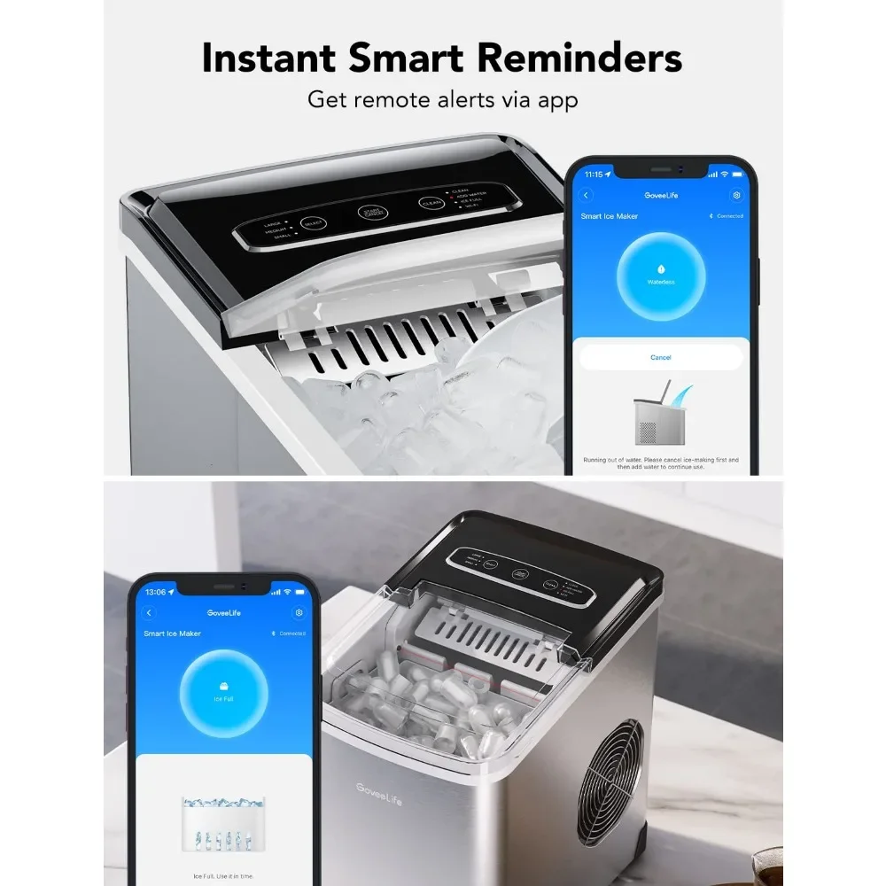 with Voice Remote, 9 Ice Cubes in 6 Minutes 3 Sizes, 26lbs/Day, Self