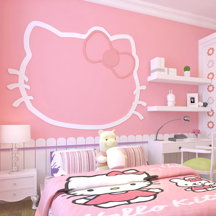 Pink non-woven fabric solid color plain color warm Princess children's room wallpaper beauty salon girl heart wallpaper