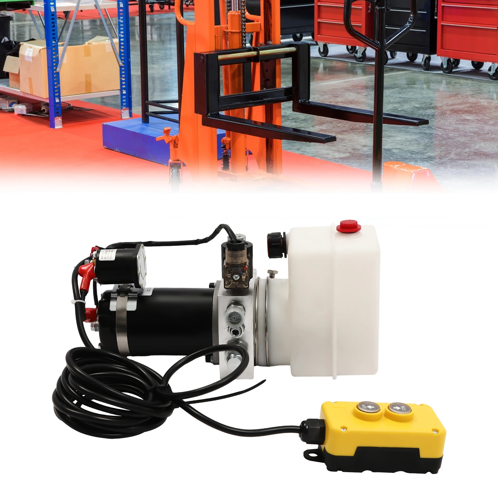 800W Hydraulic Pump for Dump Trailer 12V Single Acting Dump Truck Safety&Reliable 6