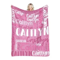 30 Colors Personalized Name Flannel Blanket For Girls Boys Letter Monochrome Customized Baby Adult Name Blanket Birthday Gift 1