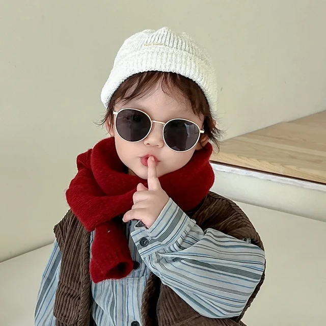 Écharpe en cachemire pour enfants de 3 à 12 ans, écharpe en laine solide,  mode coréenne