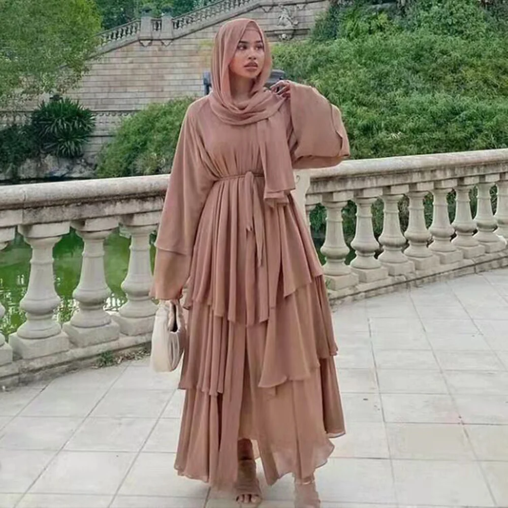 

Chiffon Robe Longue Kimono Femme Musulmane Open Abaya Dubai Turkey Islam Arabic Muslim Dress Abayas For Women Caftan Marocain