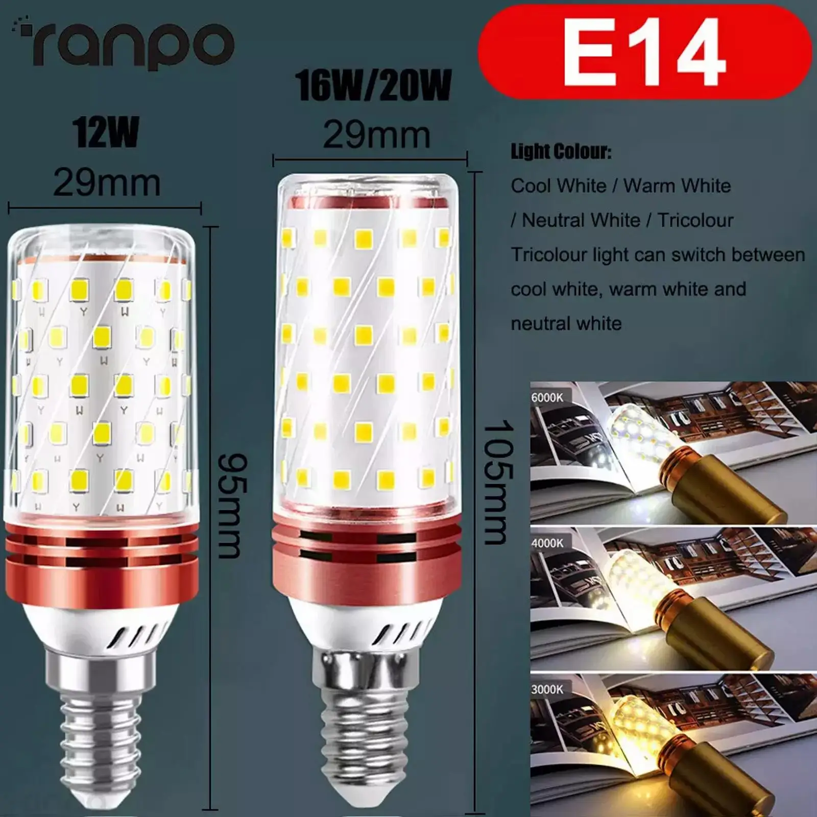 LED 전구 E27 E14 옥수수 조명 밝기 램프, 2835 SMD 램프, 홈 데코, 할로겐 조명 교체, 흰색, 12W, 16W, 20W, 110V, 220V, 4 개