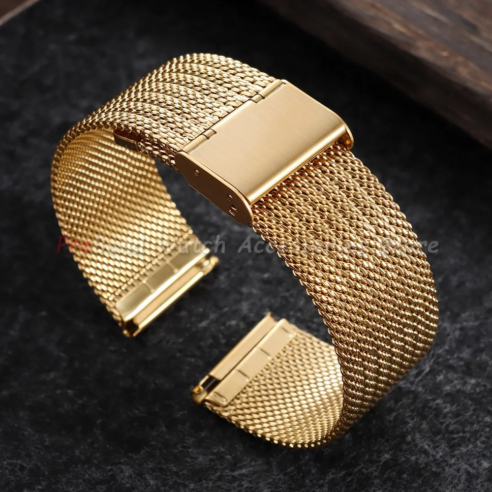 Stainless Steel Milanese Mesh Watch Strap - Universal 0.6mm Band for Men & Women (18mm, 20mm, 22mm)