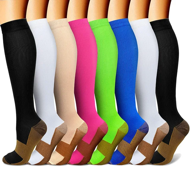 5/6 Pairs Men and Women Compression Socks Circulation Recovery Varicose Veins Nursing Travel Running Hiking Sports Socks 8 pairs-YY023