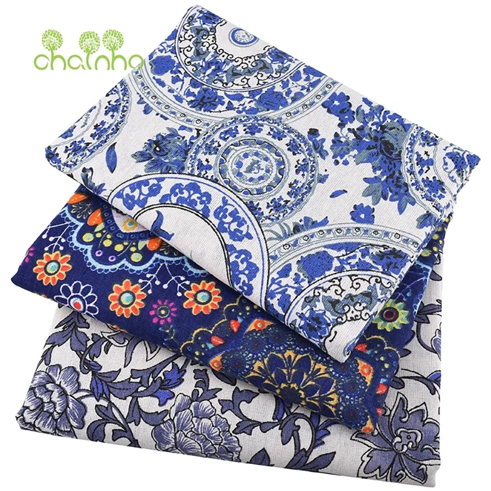 Chainho,Printed Cotton Linen Fabric,DIY Sewing Quilting Material,Cloth For Table,Sofa,Curtain,Bag,Cushion,Furniture Cover,15CL21