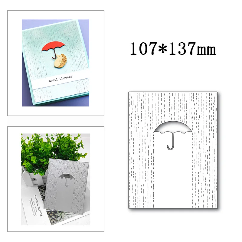 New Heavy Rain And Umbrella Metal Cutting Die Scrapbook Template Cutting Card Making Decorativo Relief Photo Album Artigianato Fai Da Te