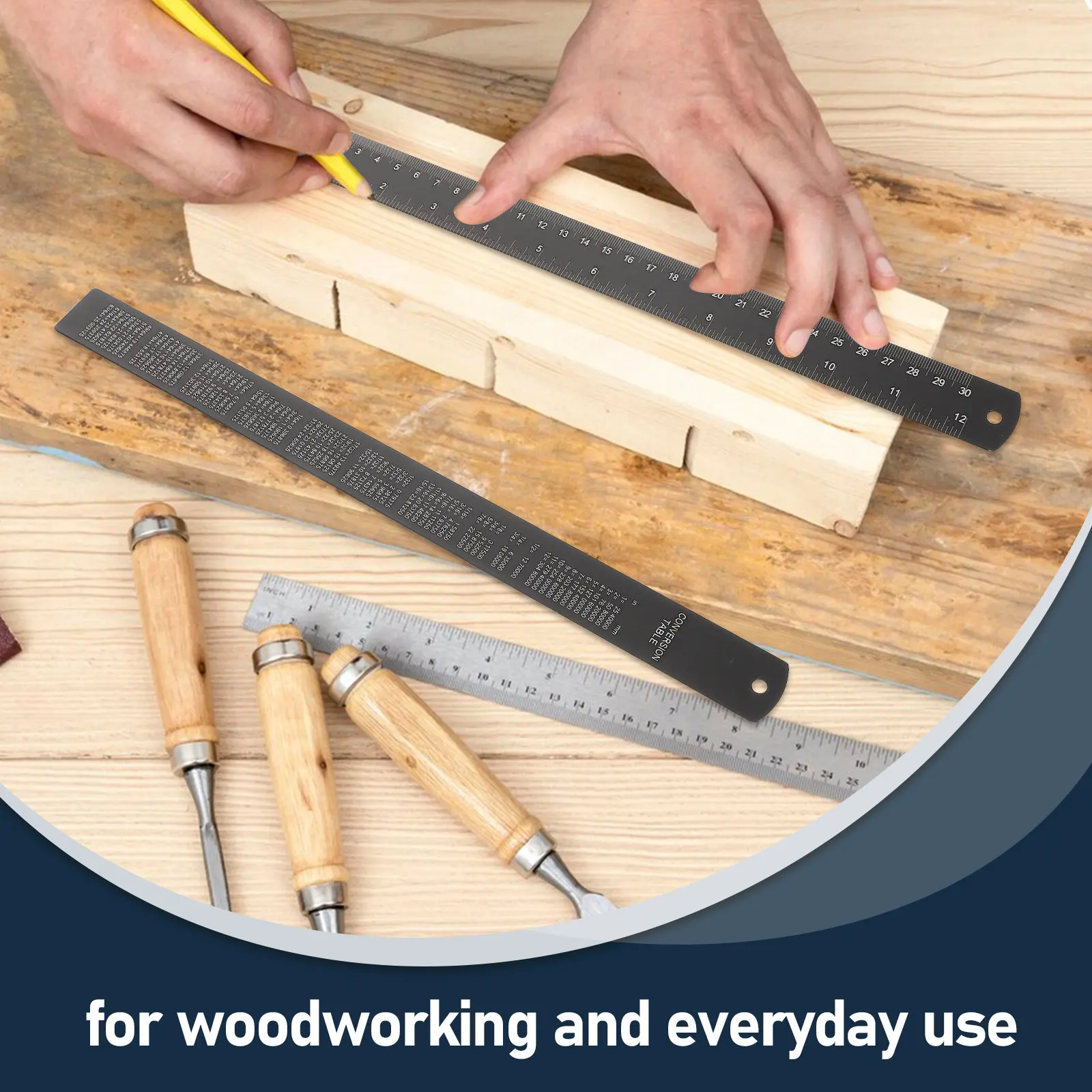 2Pcs 검정색 알루미늄 정밀 눈금자 목공용 평면 직선자 마킹 눈금자 엔지니어링 제도 공예 사무용 측정기